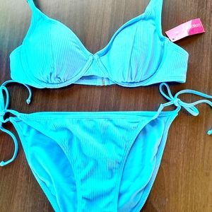 *** New Cute Sea Fome Blue Two Piece Swimsuit Set
